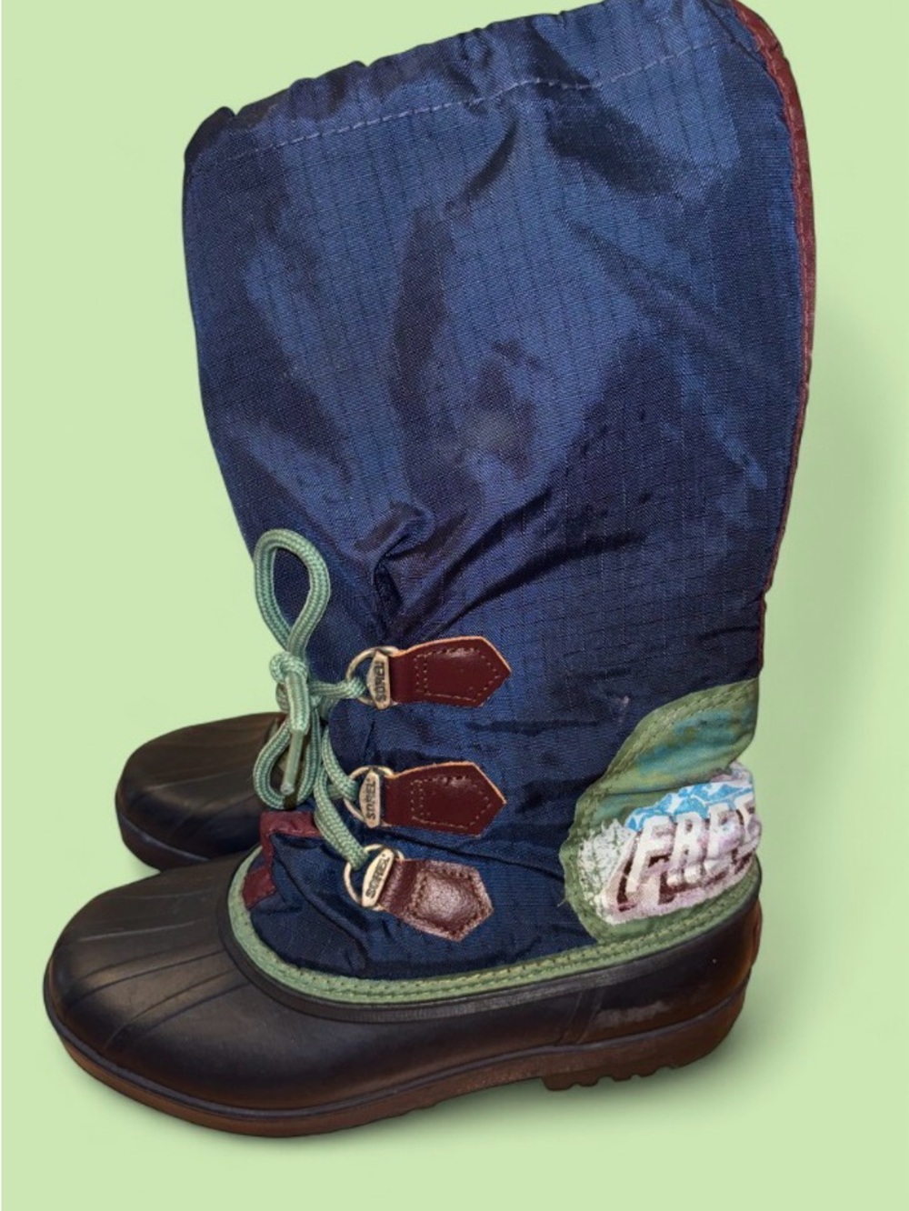 Sorel Green Purple Freestyle Knee High Waterproof Lined Pull On Snow Boots 8